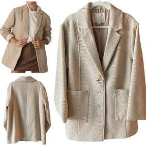 Pilcro Cream Herringbone Blazer